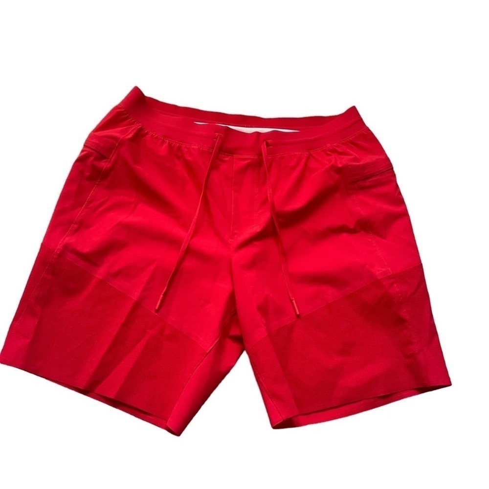 Lululemon Mens Train To Beach Shorts 8” Red L Athletic Running Gym Lined Pockets